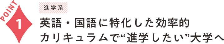 英語・国語に特化した効率的カリキュラムで“進学したい”大学へ